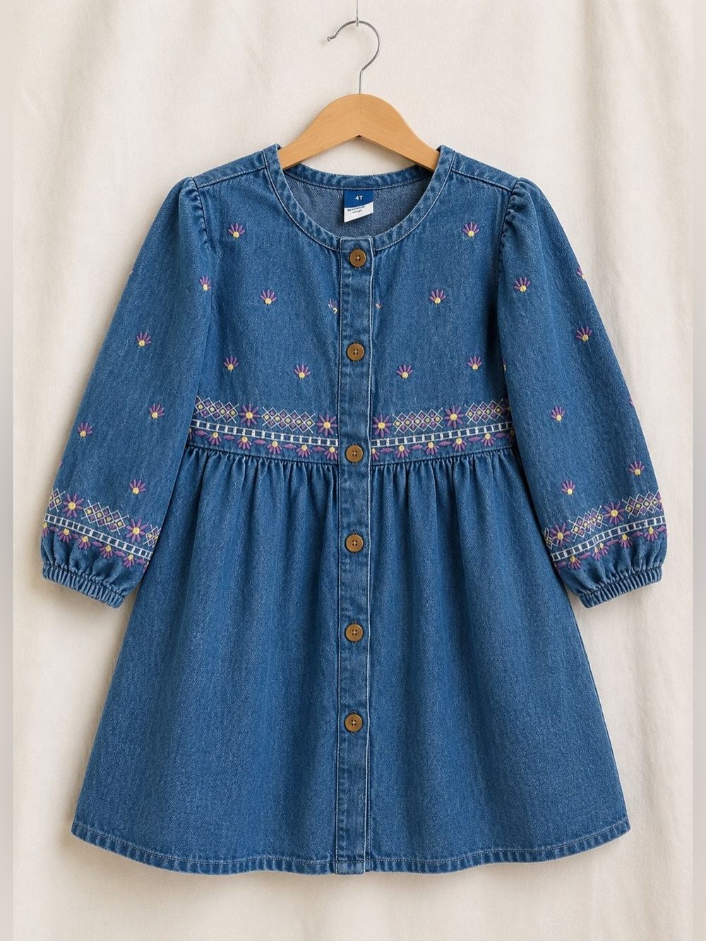Girls 4T Embroidered Everyday Denim Dress